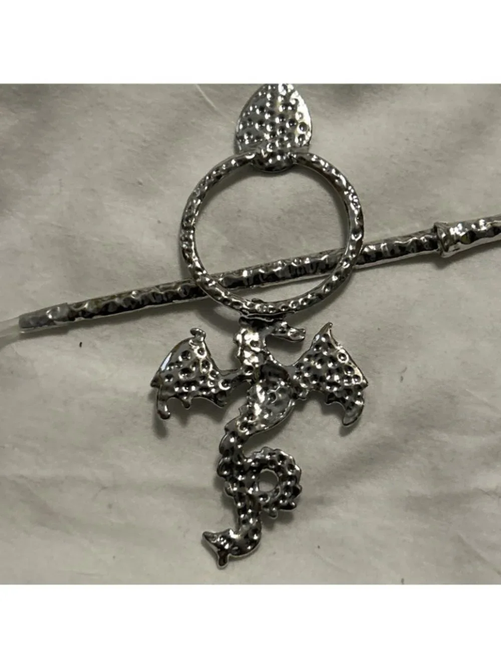 Dark Blue & Light Blue Dragon Hair Pin Metal Flying Mythical Methodology Dragon